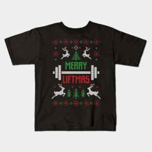 Merry Liftmas Gym Lift Sport Xmas Gift Ugly Kids T-Shirt